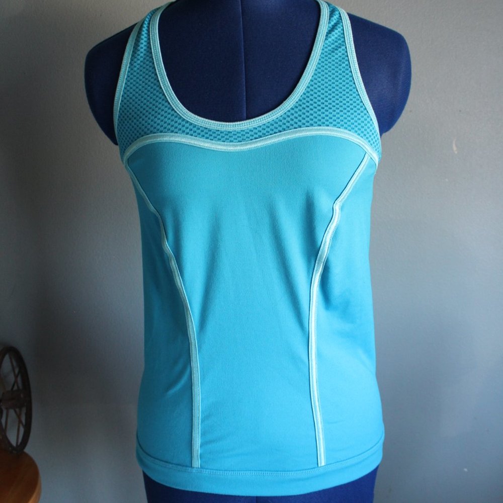 Blue Racerback With Shelf Bra Running Tank Top S